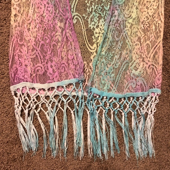 Rainbow kimono tie dye psychedelic rave fringe Edc - Picture 3 of 8